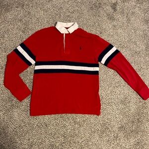Vintage Polo by Ralph Lauren Red Long Sleeve with Navy and White Stripes